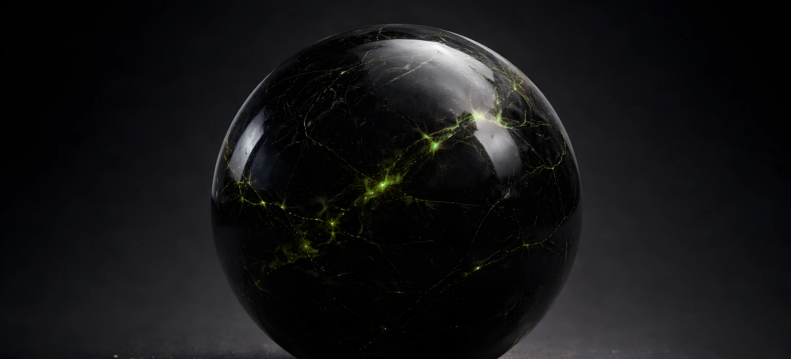 Esfera de piedra recorrida por vetas encendidas: el núcleo del sistema
